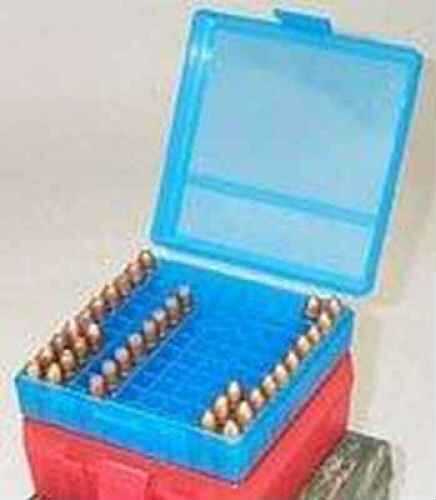MTM Slip-Top Ammo Box 50 Round Square Hole 38 - 357 Clear Red E50-38-29